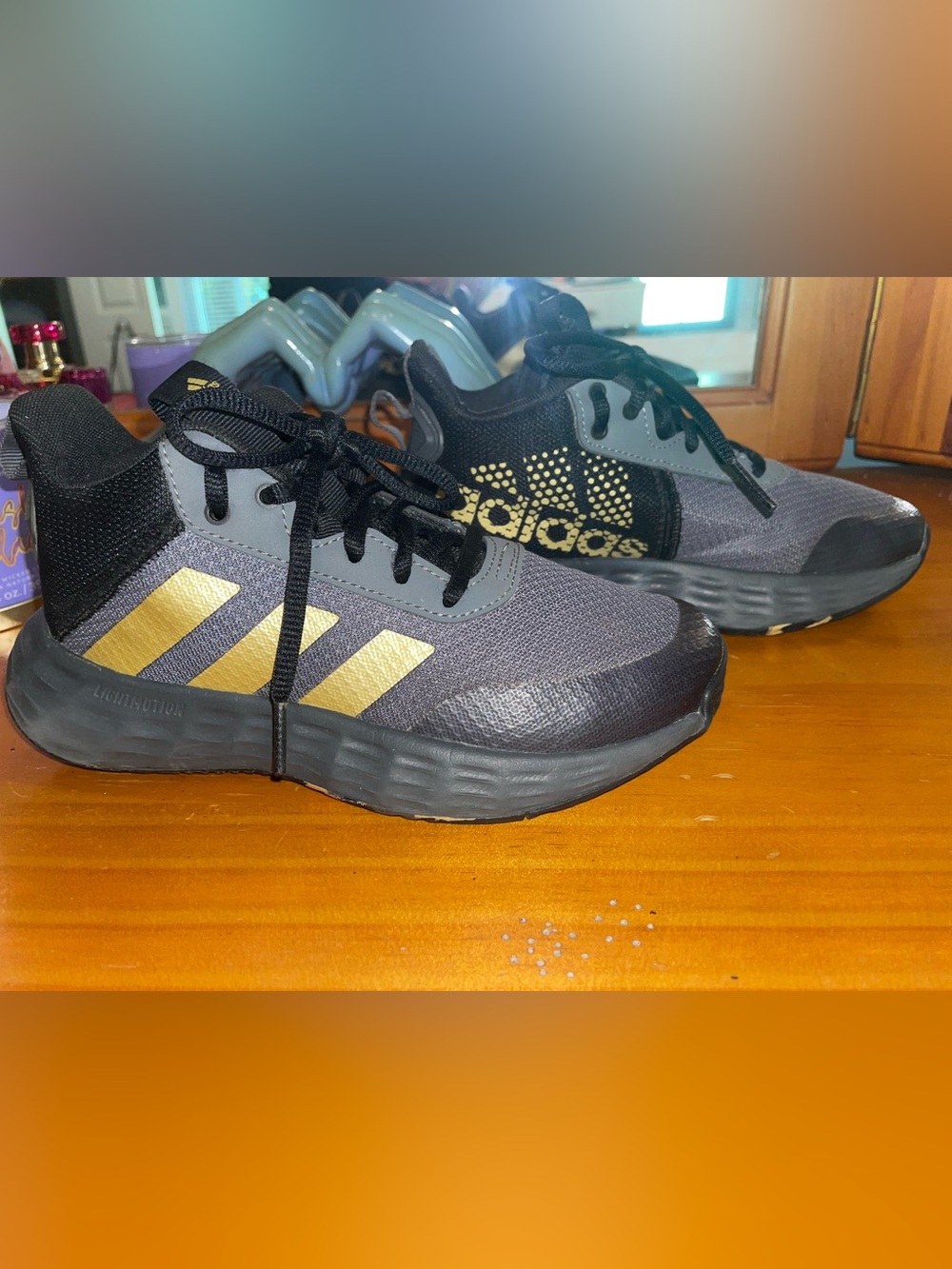 adidas Kids Black and Gold Athletic Sneakers